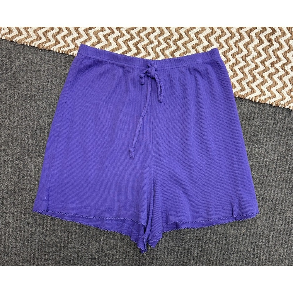 Vintage 80s High-Waist Shorts Womens Size Large 100% Cotton Lounge Summer Breezy